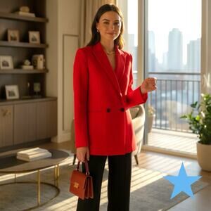 Robert Rodriguez Black Label Womens Classic Blazer Longer Jacket Red Size 0 XS